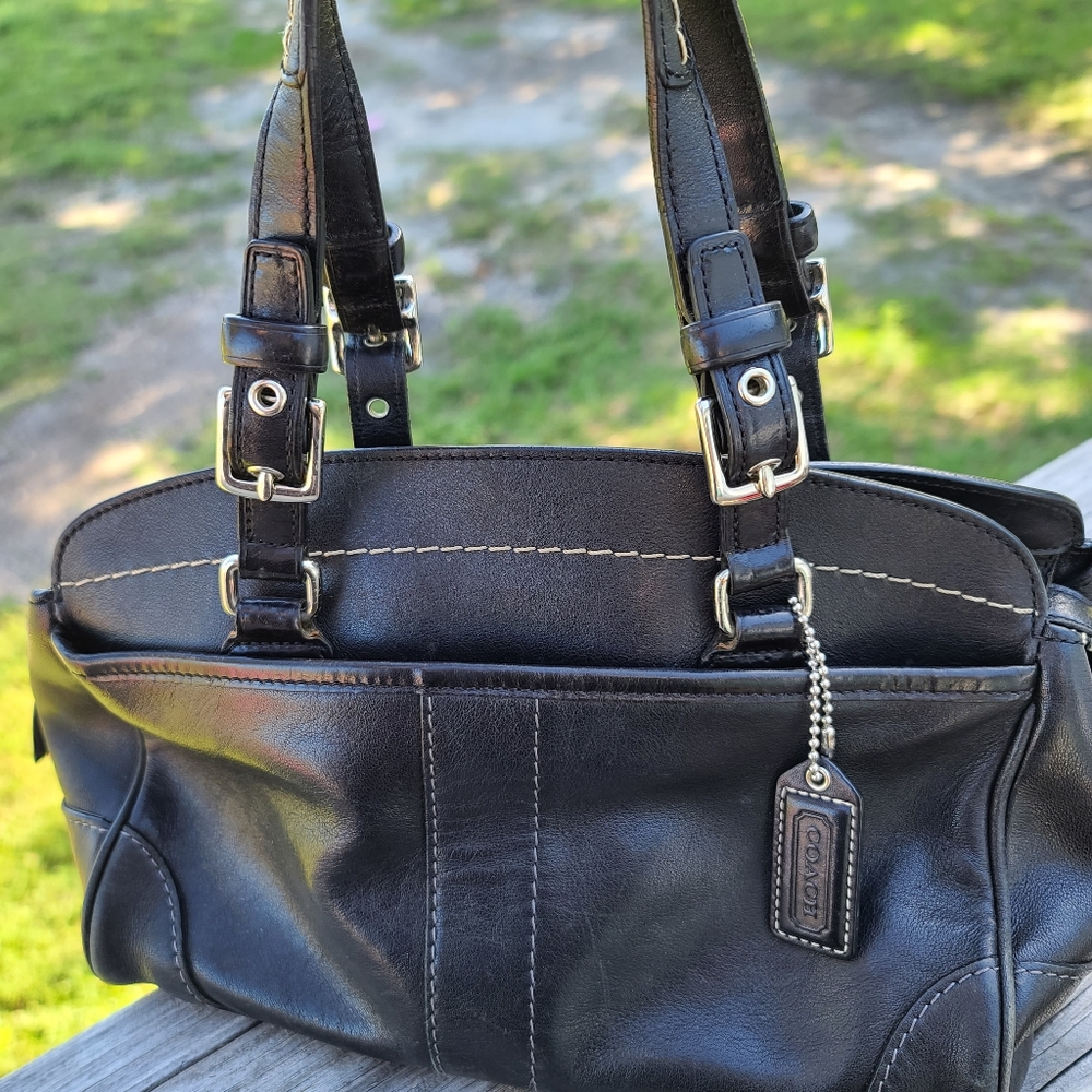 Black Coach Leather Satchel - Style #7465